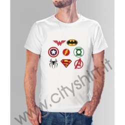 La T-shirt Marvel e DC Simboli