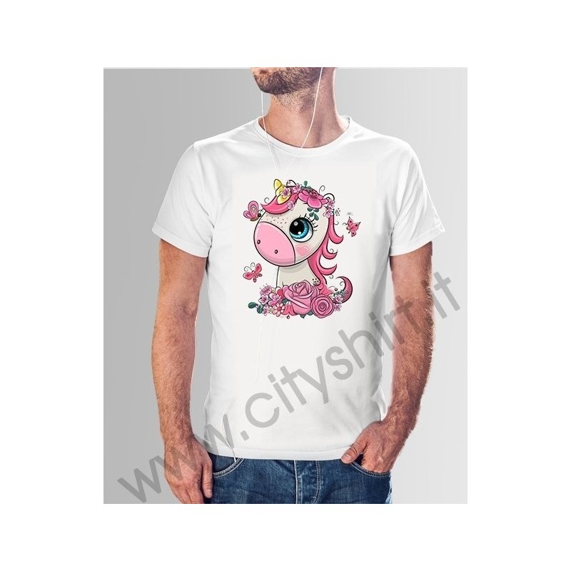 T Shirt Unicorno e rose